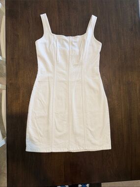 Abercrombie & Fitch White Sleeveless Square-Neck Mini Denim Dress M Tall